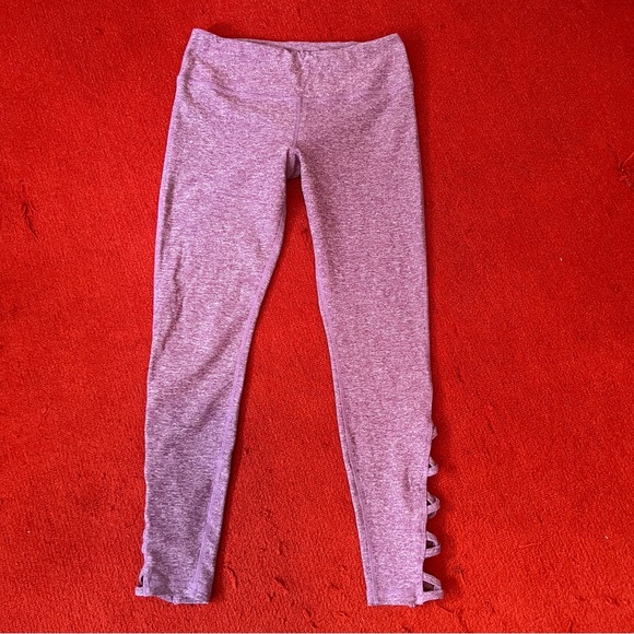 Glyder Lace Up Accent Purple Leggings - Picture 6 of 9